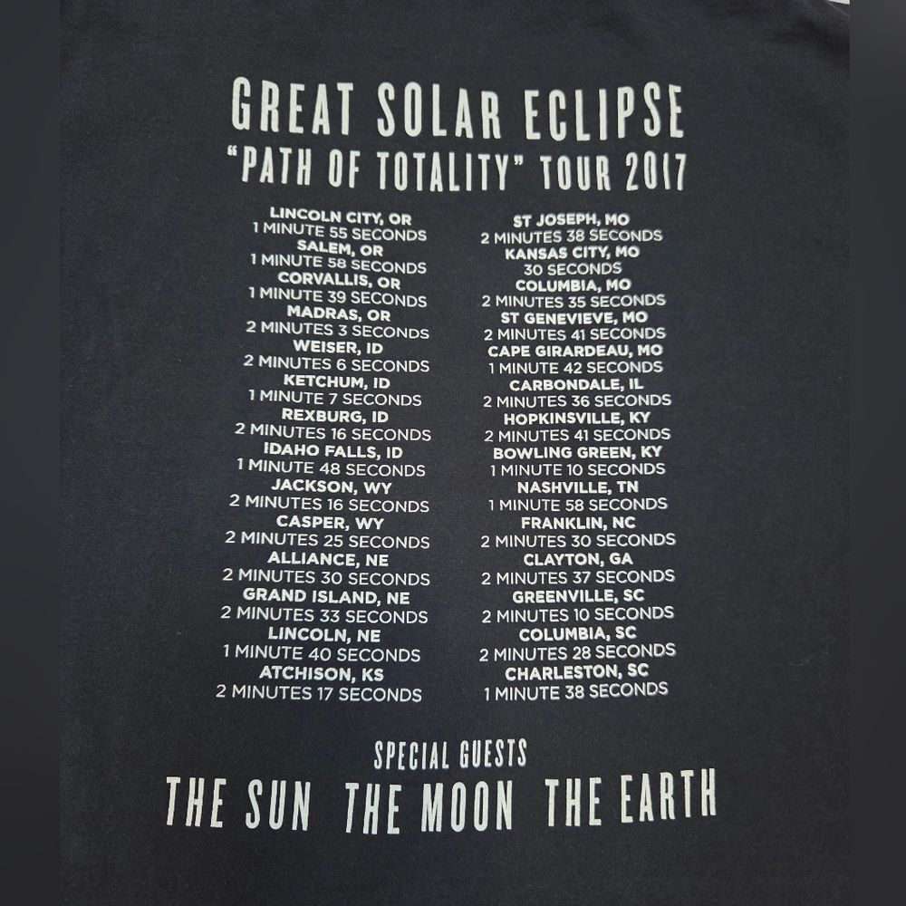 2017 Solar Eclipse T Shirt Black L - Picture 4 of 8